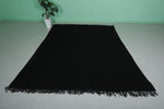 Moroccan Rug 7.4 x 9.8 ft - Handwoven Black Wool with Fringe