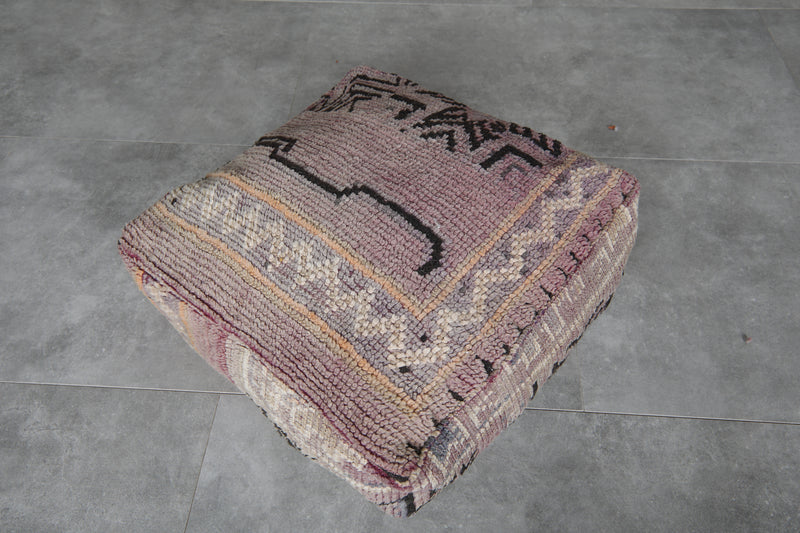 Vintage Moroccan Floor Pouf - Handmade Wool Cushion