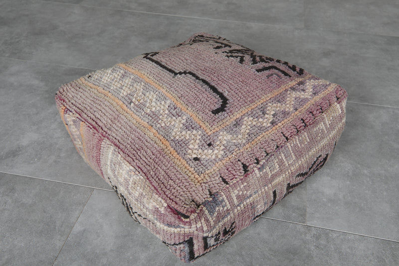 Vintage Moroccan Floor Pouf - Handmade Wool Cushion