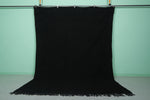 Moroccan Rug 7.4 x 9.8 ft - Handwoven Black Wool with Fringe