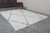 Classic Moroccan Rug - 6.7 x 9.3 ft | White with Bold Diamond Pattern