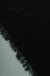 Moroccan Rug 7.4 x 9.8 ft - Handwoven Black Wool with Fringe