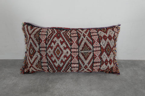 Traditional Moroccan Pillow with Geometric Patterns - 13.3 x 24 Inches