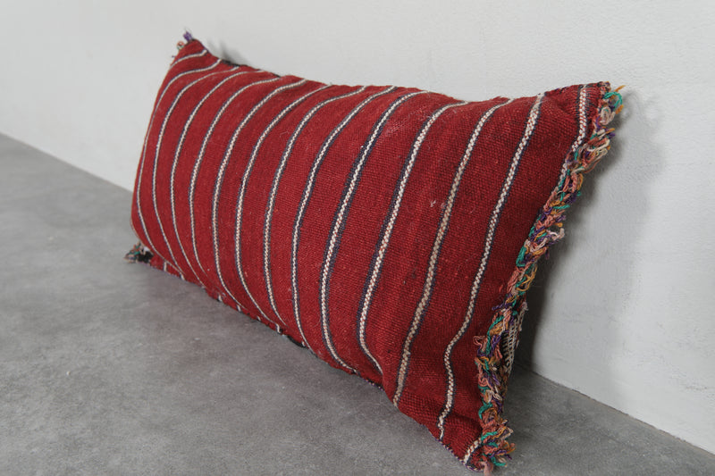 Traditional Moroccan Pillow with Geometric Patterns - 13.3 x 24 Inches - kilim pillow