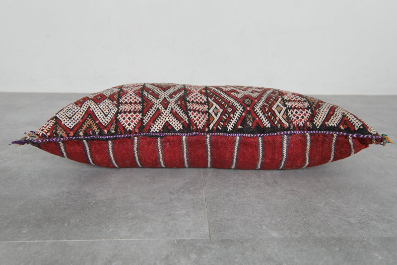 Traditional Moroccan Pillow with Geometric Patterns - 13.3 x 24 Inches - kilim pillow