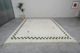 Extra Large Moroccan Rug - 9.6 x 12.1 Feet, Cream with Green Accents | Handwoven Berber Style