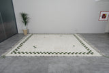 Extra Large Moroccan Rug - 9.6 x 12.1 Feet, Cream with Green Accents | Handwoven Berber Style