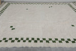 Extra Large Moroccan Rug - 9.6 x 12.1 Feet, Cream with Green Accents | Handwoven Berber Style