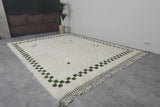 Extra Large Moroccan Rug - 9.6 x 12.1 Feet, Cream with Green Accents | Handwoven Berber Style