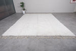 Large Moroccan Wool Rug - 10 x 12.4 FT | Handwoven Ivory Plush Rug with Fringe