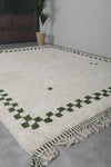 Extra Large Moroccan Rug - 9.6 x 12.1 Feet, Cream with Green Accents | Handwoven Berber Style