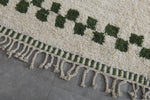 Extra Large Moroccan Rug - 9.6 x 12.1 Feet, Cream with Green Accents | Handwoven Berber Style