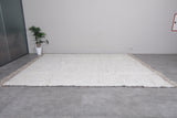 Large Moroccan Wool Rug - 10 x 12.4 FT | Handwoven Ivory Plush Rug with Fringe