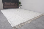 Large Moroccan Wool Rug - 10 x 12.4 FT | Handwoven Ivory Plush Rug with Fringe