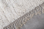 Large Moroccan Wool Rug - 10 x 12.4 FT | Handwoven Ivory Plush Rug with Fringe