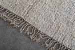 Large Moroccan Wool Rug - 10 x 12.4 FT | Handwoven Ivory Plush Rug with Fringe