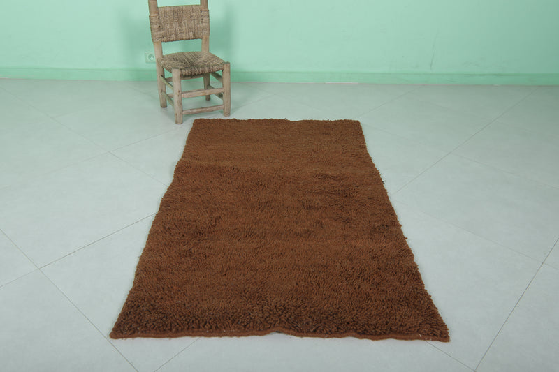 Brown Beni Ourain Rug - Handwoven 2.9 x 5 Feet | Luxurious Wool Design