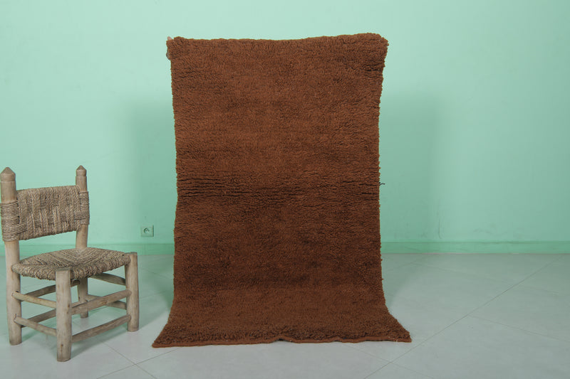 Brown Beni Ourain Rug - Handwoven 2.9 x 5 Feet | Luxurious Wool Design