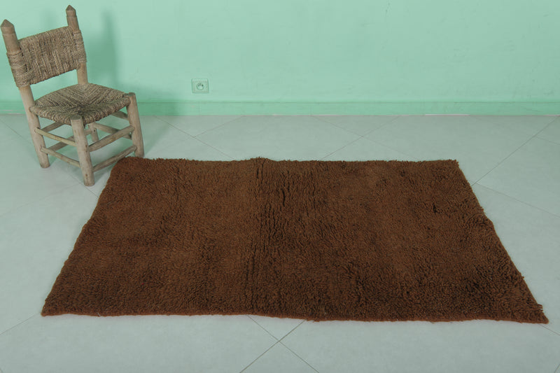 Brown Beni Ourain Rug - Handwoven 2.9 x 5 Feet | Luxurious Wool Design