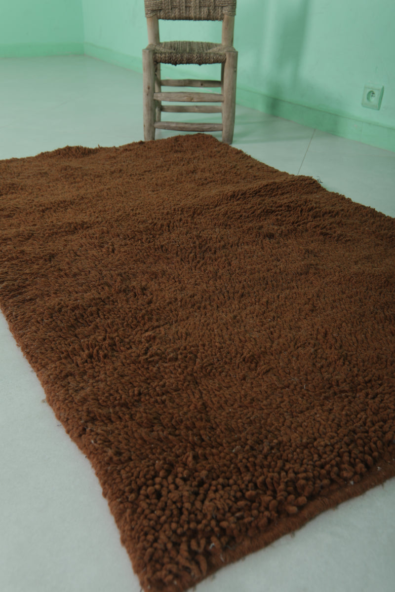 Brown Beni Ourain Rug - Handwoven 2.9 x 5 Feet | Luxurious Wool Design