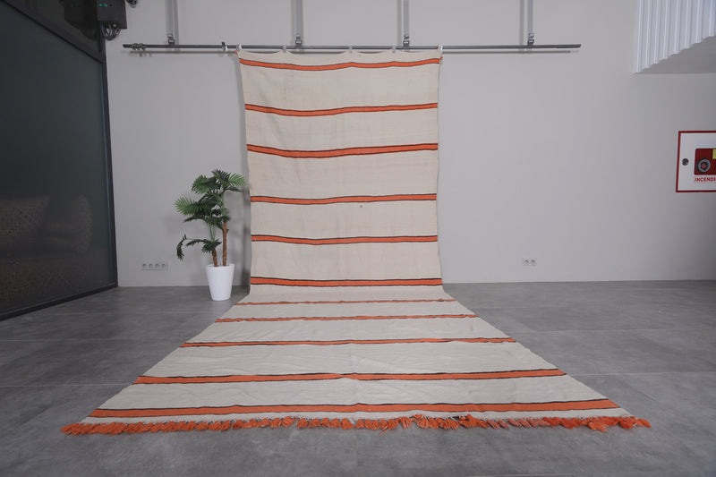 Moroccan Wool Rug - 6.4 x 15.4 ft | Striped Handmade Runner