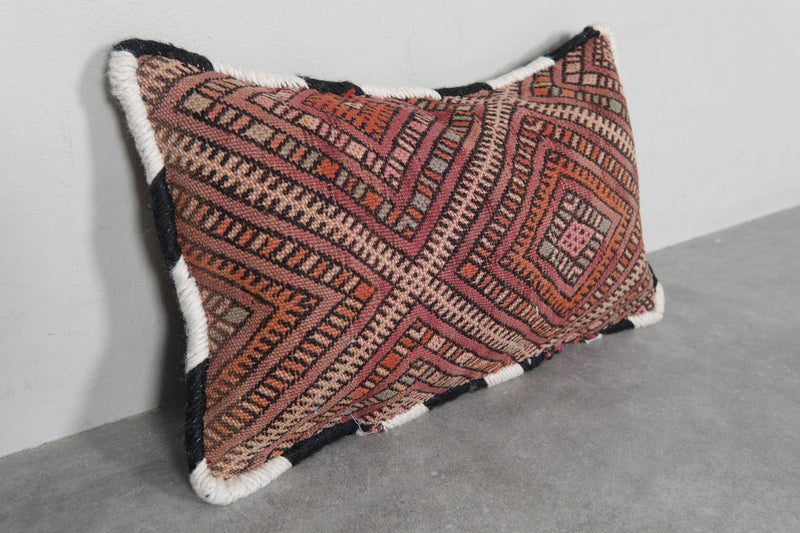 Rustic Moroccan Pillow with Diamond Motifs - 13.3 x 21.6 Inches - kilim pillow