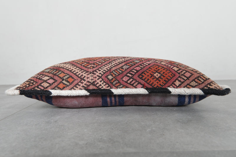 Rustic Moroccan Pillow with Diamond Motifs - 13.3 x 21.6 Inches - kilim pillow