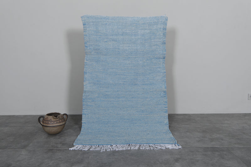 Sky Blue Moroccan Rug - 3 X 5.4 Feet | Handcrafted Elegance