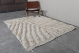 Textured Moroccan Rug - 5.5 x 6.7 ft | Cream Chevron Pattern