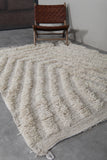 Textured Moroccan Rug - 5.5 x 6.7 ft | Cream Chevron Pattern