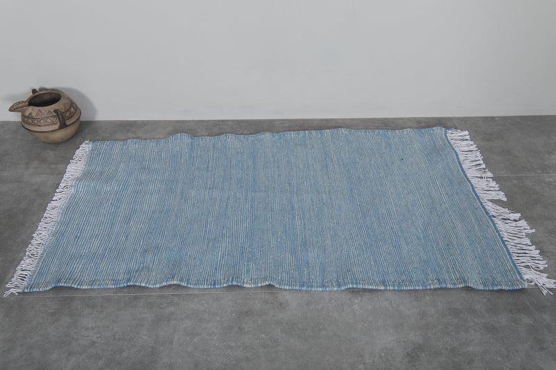 Sky Blue Moroccan Rug - 3 X 5.4 Feet | Handcrafted Elegance