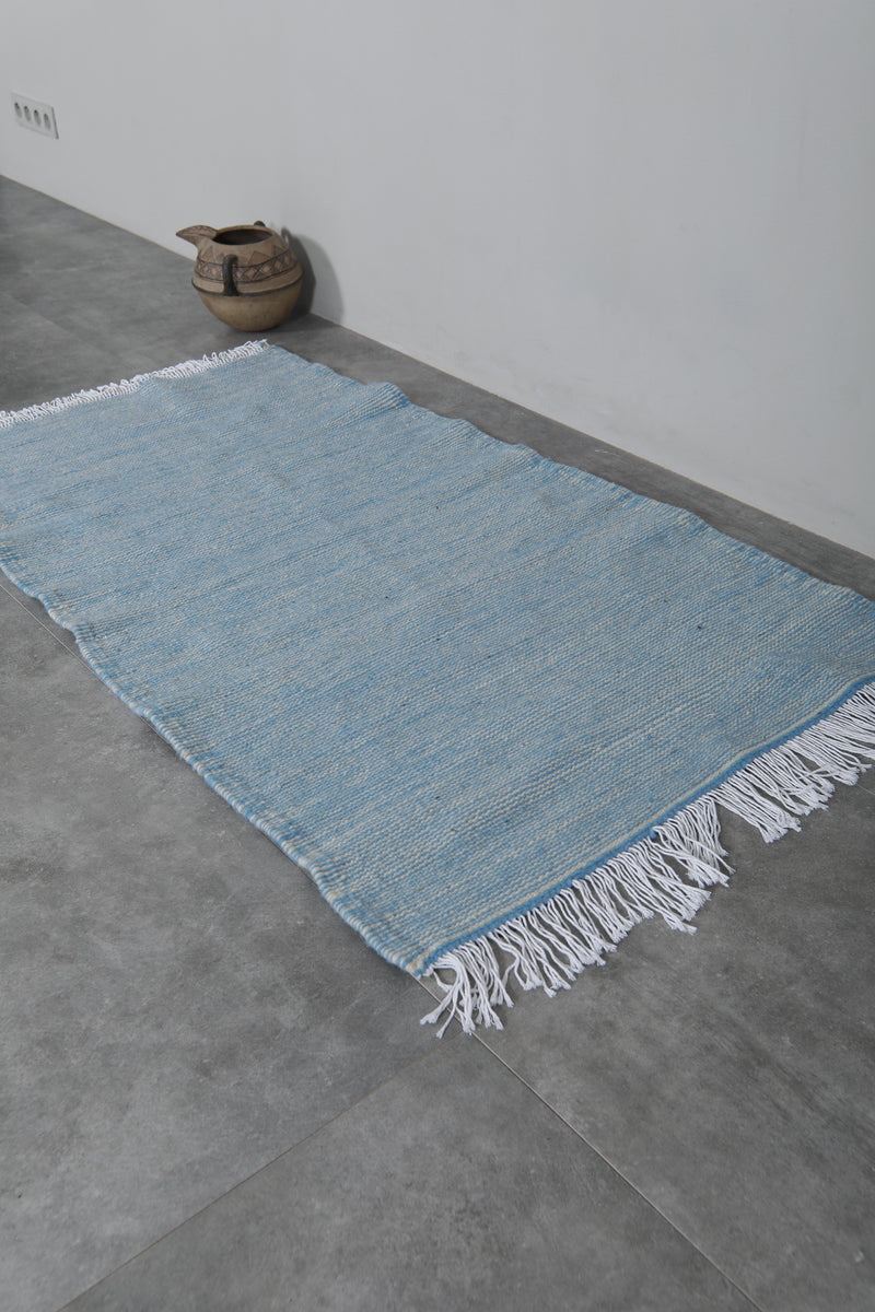 Sky Blue Moroccan Rug - 3 X 5.4 Feet | Handcrafted Elegance