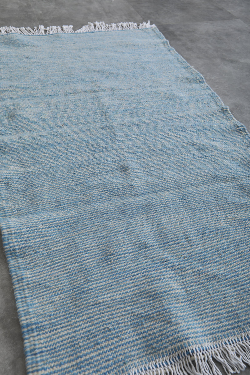 Sky Blue Moroccan Rug - 3 X 5.4 Feet | Handcrafted Elegance