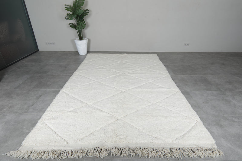 Off-White Beni Ourain Rug 6.5 X 10.1 FT Handmade Rug - 