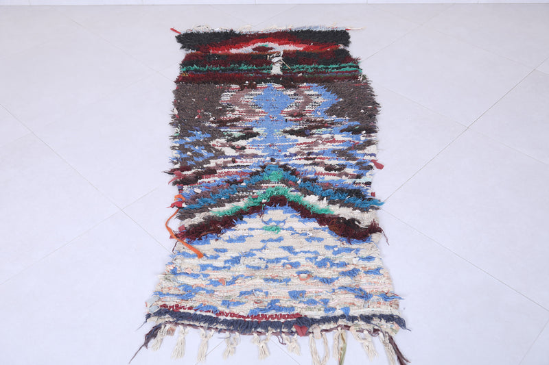 Moroccan berber rug 2.6 X 5.5 Feet - Boucherouite Rugs