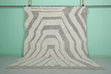 Bold Moroccan Rug - 8 x 9.1 ft | Gray & White Geometric Pattern