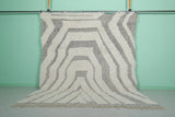 Bold Moroccan Rug - 8 x 9.1 ft | Gray & White Geometric Pattern