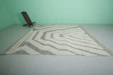 Bold Moroccan Rug - 8 x 9.1 ft | Gray & White Geometric Pattern