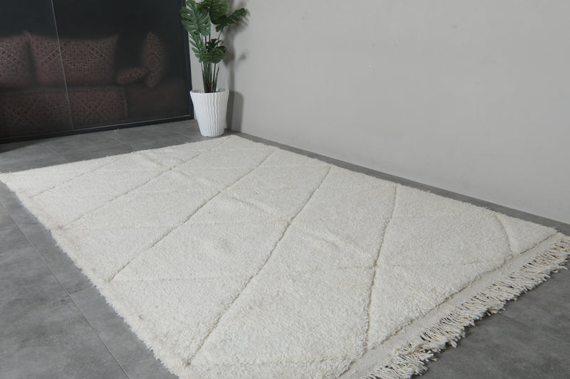 Off-White Beni Ourain Rug 6.5 X 10.1 FT Handmade Rug - 