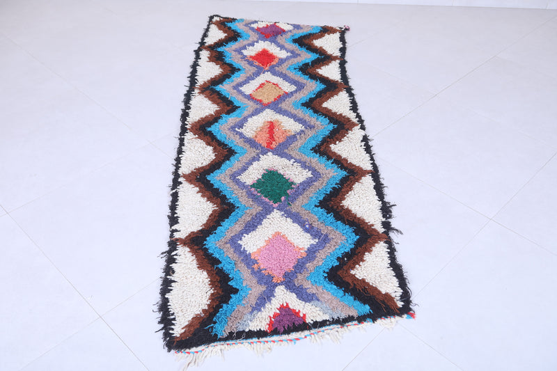 Moroccan berber rug 2.4 X 6.8 Feet - Boucherouite Rugs