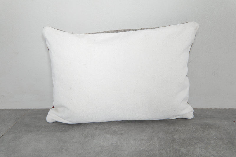 Minimalist Gray Moroccan Pillow with Subtle Embroidery - 14.9 x 21.2 Inches - kilim pillow