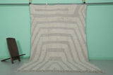 Elegant Moroccan Rug - 6.8 x 9.7 ft | Soft Gray & White Geometric Pattern