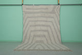 Elegant Moroccan Rug - 6.8 x 9.7 ft | Soft Gray & White Geometric Pattern