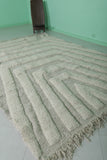 Elegant Moroccan Rug - 6.8 x 9.7 ft | Soft Gray & White Geometric Pattern