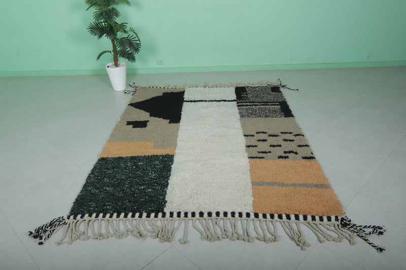 Moroccan Berber Rug - 6 x 7.7 Feet | Handwoven Abstract Wool Carpet