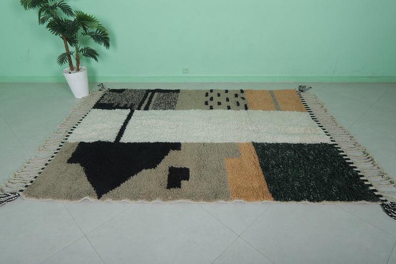 Moroccan Berber Rug - 6 x 7.7 Feet | Handwoven Abstract Wool Carpet