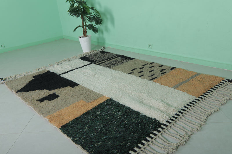 Moroccan Berber Rug - 6 x 7.7 Feet | Handwoven Abstract Wool Carpet