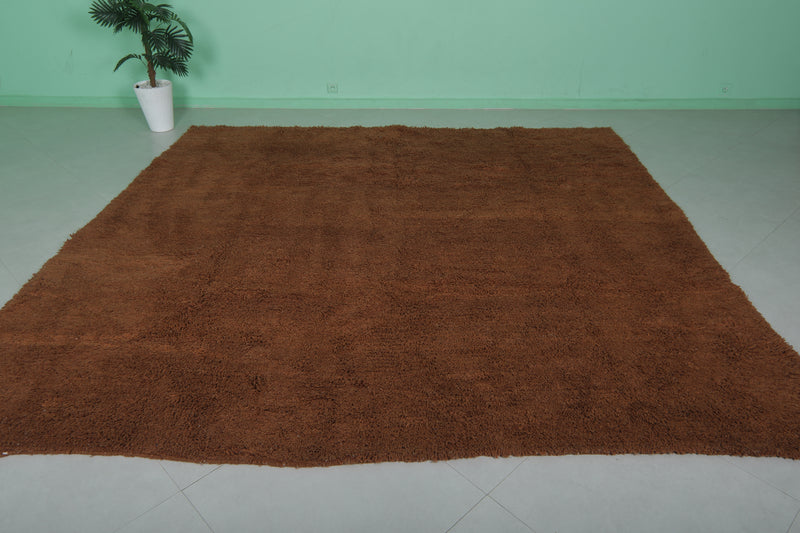 Handmade Beni Ourain Rug - 10 x 10 Feet Square | Luxurious Brown Wool