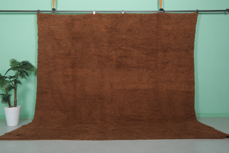 Handmade Beni Ourain Rug - 10 x 10 Feet Square | Luxurious Brown Wool