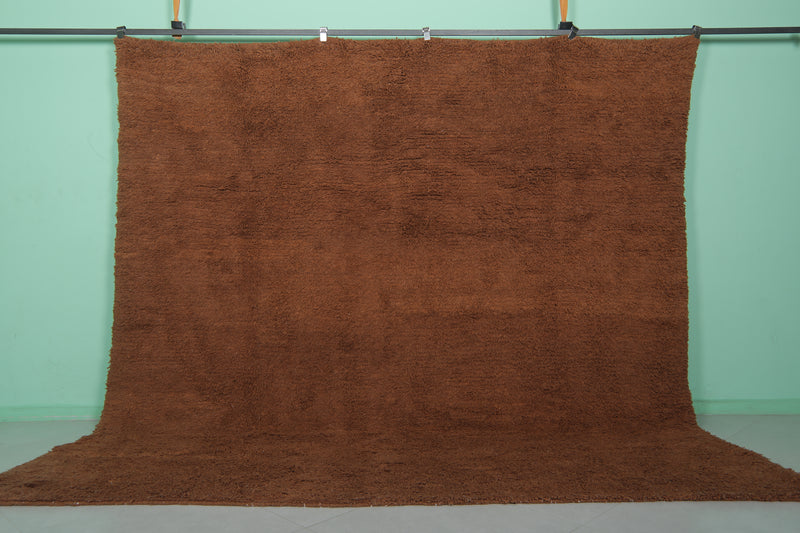 Handmade Beni Ourain Rug - 10 x 10 Feet Square | Luxurious Brown Wool